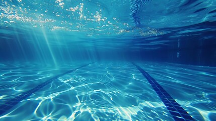 Fototapeta premium competitive swimming lane in crystal blue pool underwater background