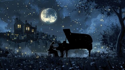 Midnight Serenade of Piano: A Harmonious Blend of Tranquil Melodies Under the Moonlight