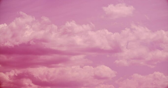 Pink Clouds Timelapse pink Sky Background. Dramatic Magenta Sky With Fluffy Clouds Silhouettes. Pink, Purple Soft Colors. Dream. Time Lapse, Time-lapse