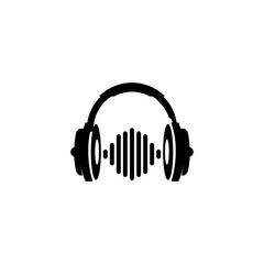 Headphones icon vector. Illustration of headphones with sound wave icon isolated on white background