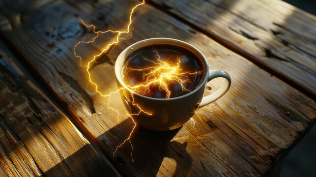 energizing elixir lightning bolt coffee unleashing superpowered productivity conceptual digital art