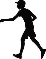a boy running body silhouette vector