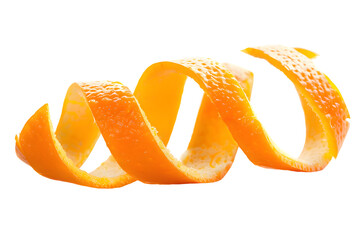 Orange twisted peel isolated on white background
