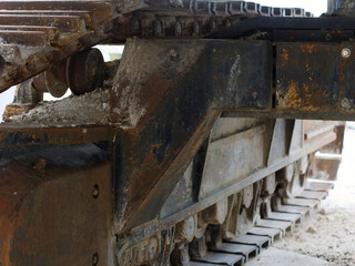 detail of a large excavator at the Carrara marble quarries in Tuscany