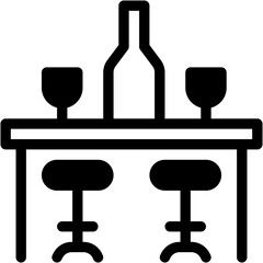 Vector Icon Bar Counter, Cafe, Coffee, Seat, Counter, Bar