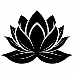 Draw a black silhouette vector of a lotus flower