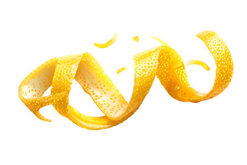 Lemon peel isolated on white background. Lemon zest