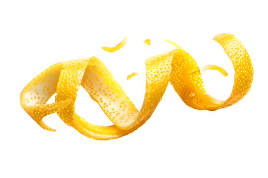 Lemon peel isolated on white background. Lemon zest