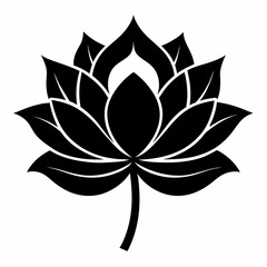 Draw a black silhouette vector of a lotus flower