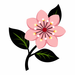 2d flat color silhouette vector of a cherry blossom flower