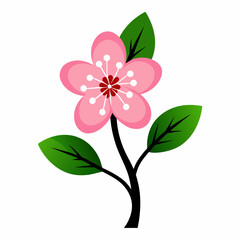 2d flat color silhouette vector of a cherry blossom flower