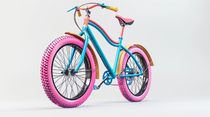 Obraz premium Colorful bicycle, isolated on a white background