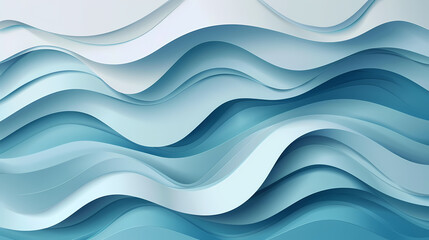 Abstract light blue waves paper art background vector image