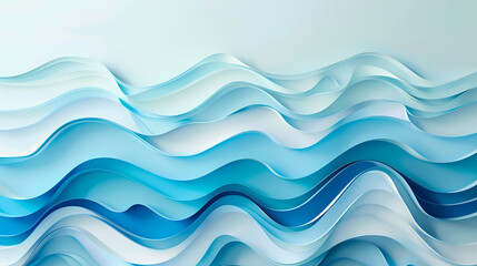 Fototapeta premium Abstract light blue waves paper art background vector image