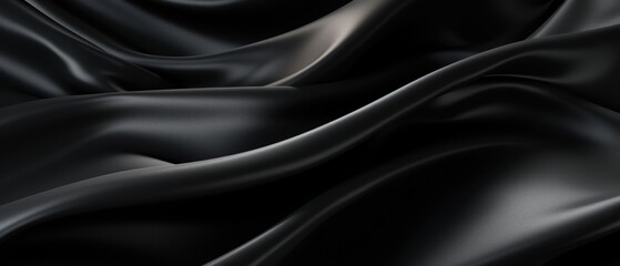 Fototapeta premium Black silk satin fabric abstract background