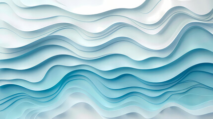 Obraz premium Abstract light blue waves paper art background vector image