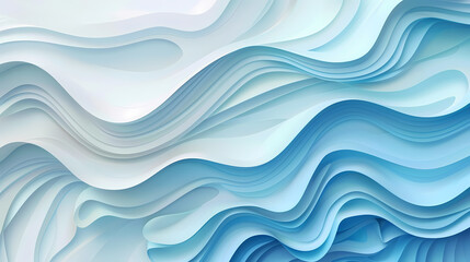 Fototapeta premium Abstract light blue waves paper art background vector image