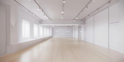 Obraz premium A White, bright lighting, spacious space, idol practice room