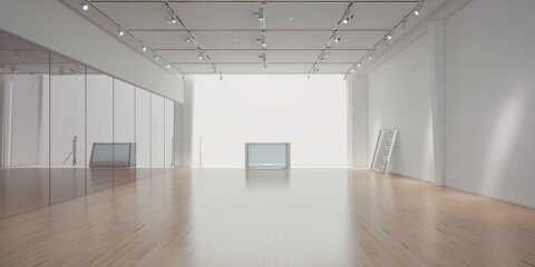 Obraz premium A White, bright lighting, spacious space, idol practice room