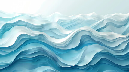 Fototapeta premium Abstract light blue waves paper art background vector image