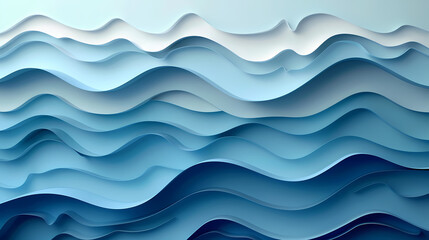 Fototapeta premium Abstract light blue waves paper art background vector image
