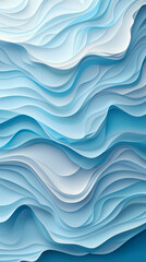 Fototapeta premium Abstract light blue waves paper art background vector image