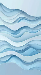 Abstract light blue waves paper art background vector image