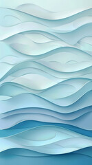 Obraz premium Abstract light blue waves paper art background vector image