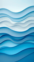 Obraz premium Abstract light blue waves paper art background vector image