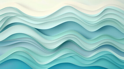 Fototapeta premium Abstract light blue waves paper art background vector image