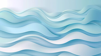Abstract light blue waves paper art background vector image