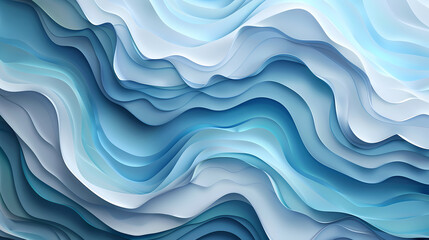 Fototapeta premium Abstract light blue waves paper art background vector image