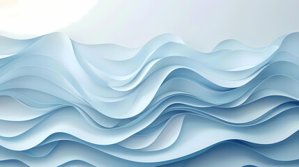 Fototapeta premium Abstract light blue waves paper art background vector image
