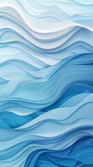 Fototapeta premium Abstract light blue waves paper art background vector image
