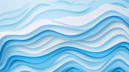 Fototapeta premium Abstract light blue waves paper art background vector image