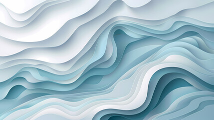 Fototapeta premium Abstract light blue waves paper art background vector image