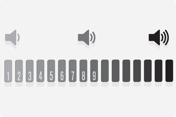 Television volume. Sound level indicator. Speaker symbol. Math sound volume.