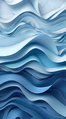 Obraz premium Abstract light blue waves paper art background vector image