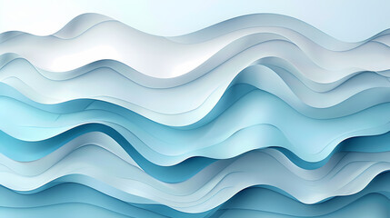 Fototapeta premium Abstract light blue waves paper art background vector image
