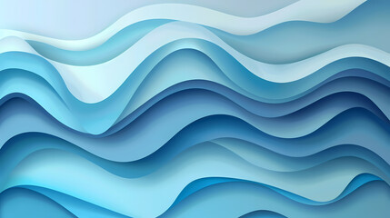 Abstract light blue waves paper art background vector image