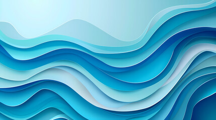 Obraz premium Abstract light blue waves paper art background vector image