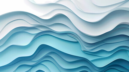 Fototapeta premium Abstract light blue waves paper art background vector image
