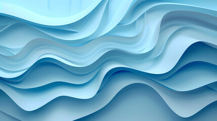 Abstract light blue waves paper art background vector image