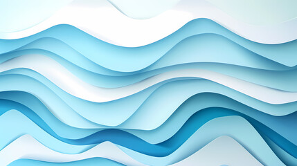 Fototapeta premium Abstract light blue waves paper art background vector image