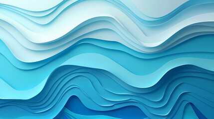 Abstract light blue waves paper art background vector image