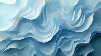 Obraz premium Abstract light blue waves paper art background vector image