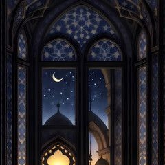 a islam mosque with stars and crescent moon