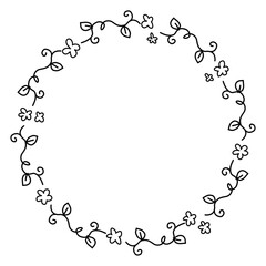 花の円フレーム黒