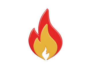 Fire icon 3d render illustraton