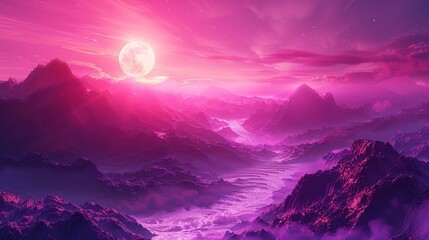synthwave 3d retro cyberpunk style landscape background banner or wallpaper bright neon pink and purple colors